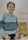 Blusa Infantil Masculina de Tricot com Faixa Texturizada - Cinza