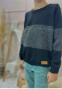 Blusa Infantil Masculina de Tricot com Faixa Texturizada - Preto