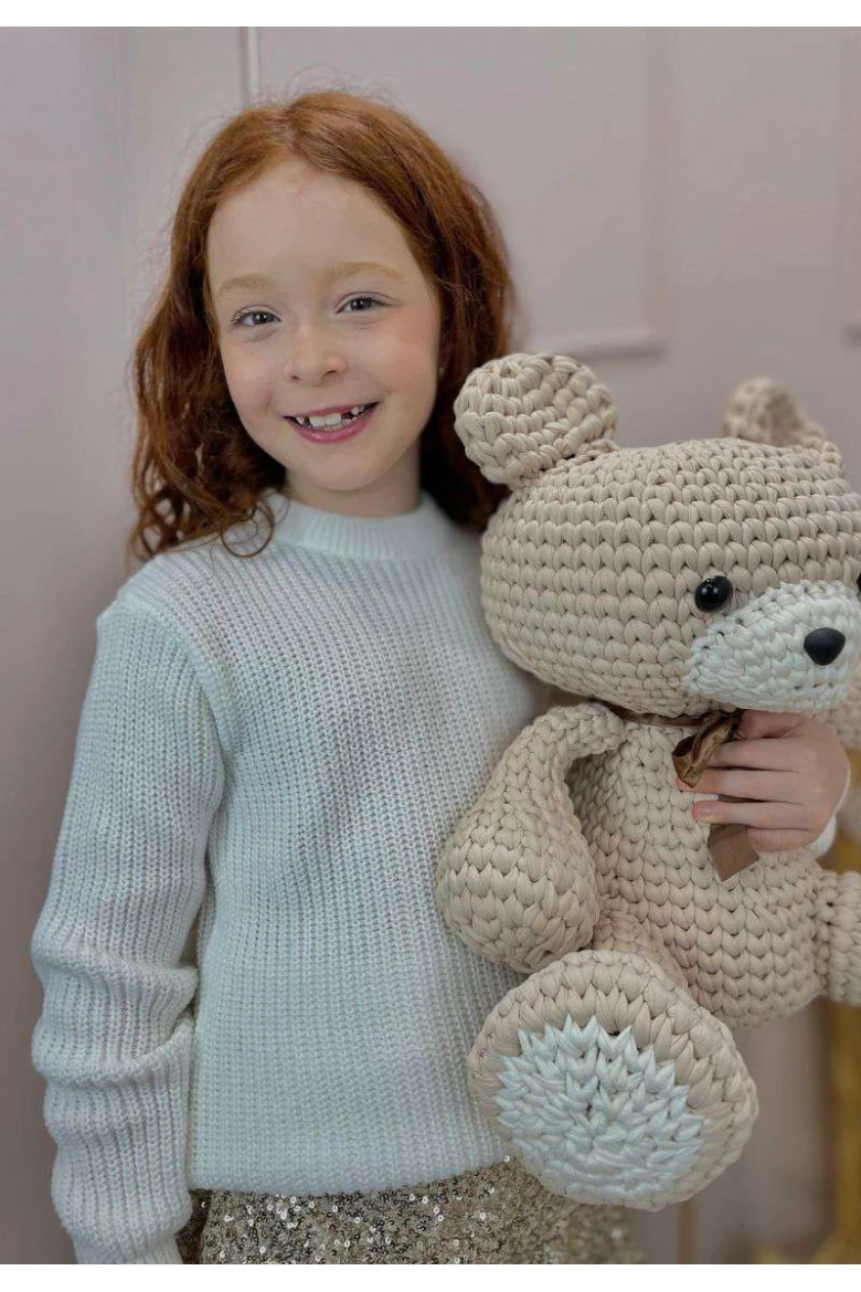 Blusa Infantil Feminina de Tricot Texturizado - Branco
