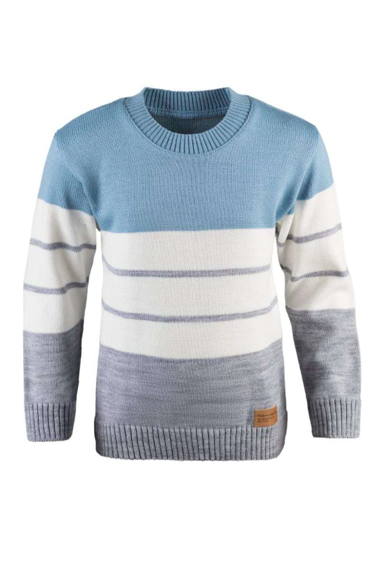 Blusa Infantil Masculina de Tricot Listrada - Azul Blusa Infantil Masculina de Tricot Listrada - Azul