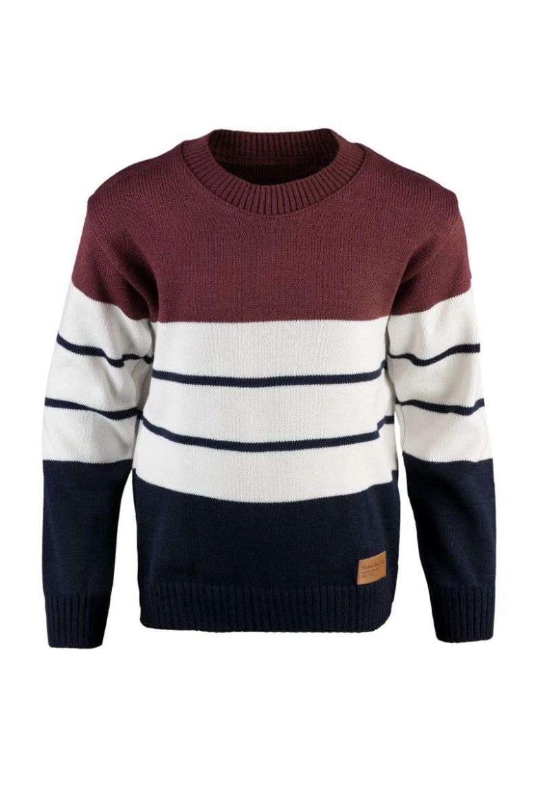 Blusa Infantil Masculina de Tricot Listrada - Bordô