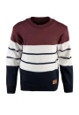 Blusa Infantil Masculina de Tricot Listrada - Bordô