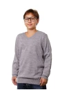 Blusa Juvenil em Tricot Gola V - Cinza