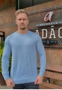 Blusa Masculina em Tricot Básica com Gola Redonda - Azul claro