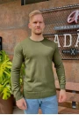 Blusa Masculina em Tricot Básica com Gola Redonda - Verde militar