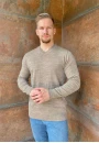 Blusa Masculina em Tricot Gola V - Bege mescla