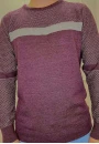 Blusa Masculina em Tricot Texturizado com Faixa Contrastante - Vinho