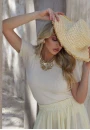 Blusa Tricot Básica Gola Redonda Toque Suave - Bege claro