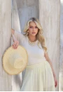 Blusa Tricot Básica Gola Redonda Toque Suave - Bege claro