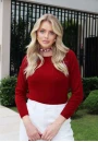Blusa Tricot Feminina com Trança Frontal Gola Alta - Vermelho escuro