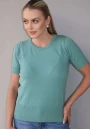 Blusa Tricot Básica Gola Redonda Toque Suave - Verde pastel