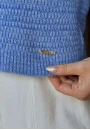 Blusa Feminina de Tricot com Gola Canelada e Manga Longa - Azul Blusa Feminina de Tricot com Gola Canelada e Manga Longa - Azul