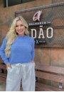 Blusa Feminina de Tricot com Gola Canelada e Manga Longa - Azul