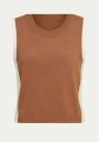 Blusa de Tricot Feminina Sem Manga - Marrom