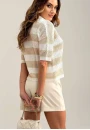 Blusa em Tricot com Gola Polo - Bege