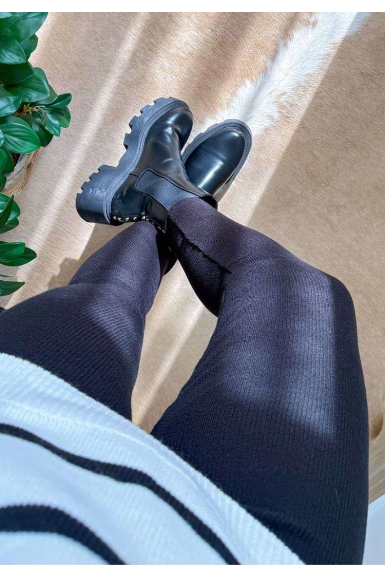 Calça Canelada Tricot Unissex - Preto