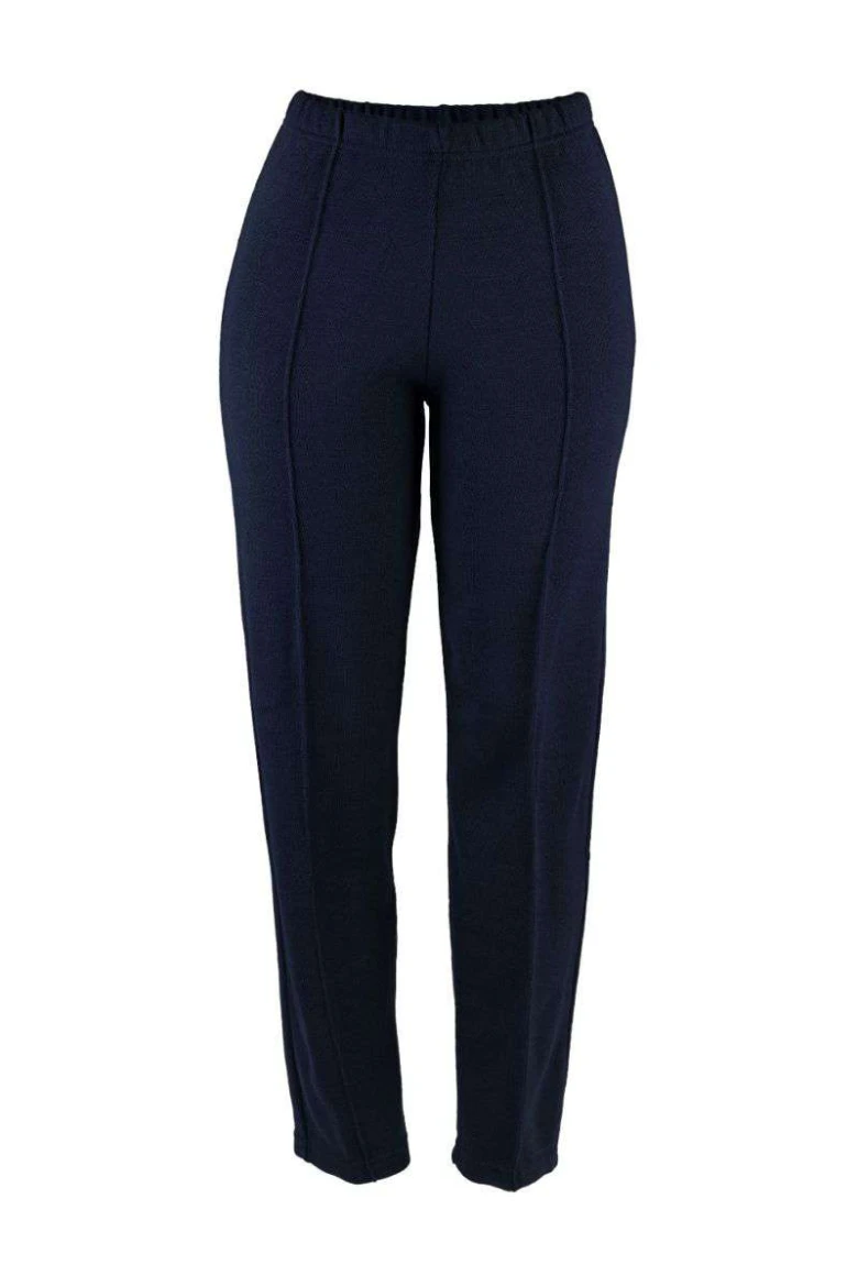 Calça Feminina Plus Size Tricot com Recorte - Azul naval
