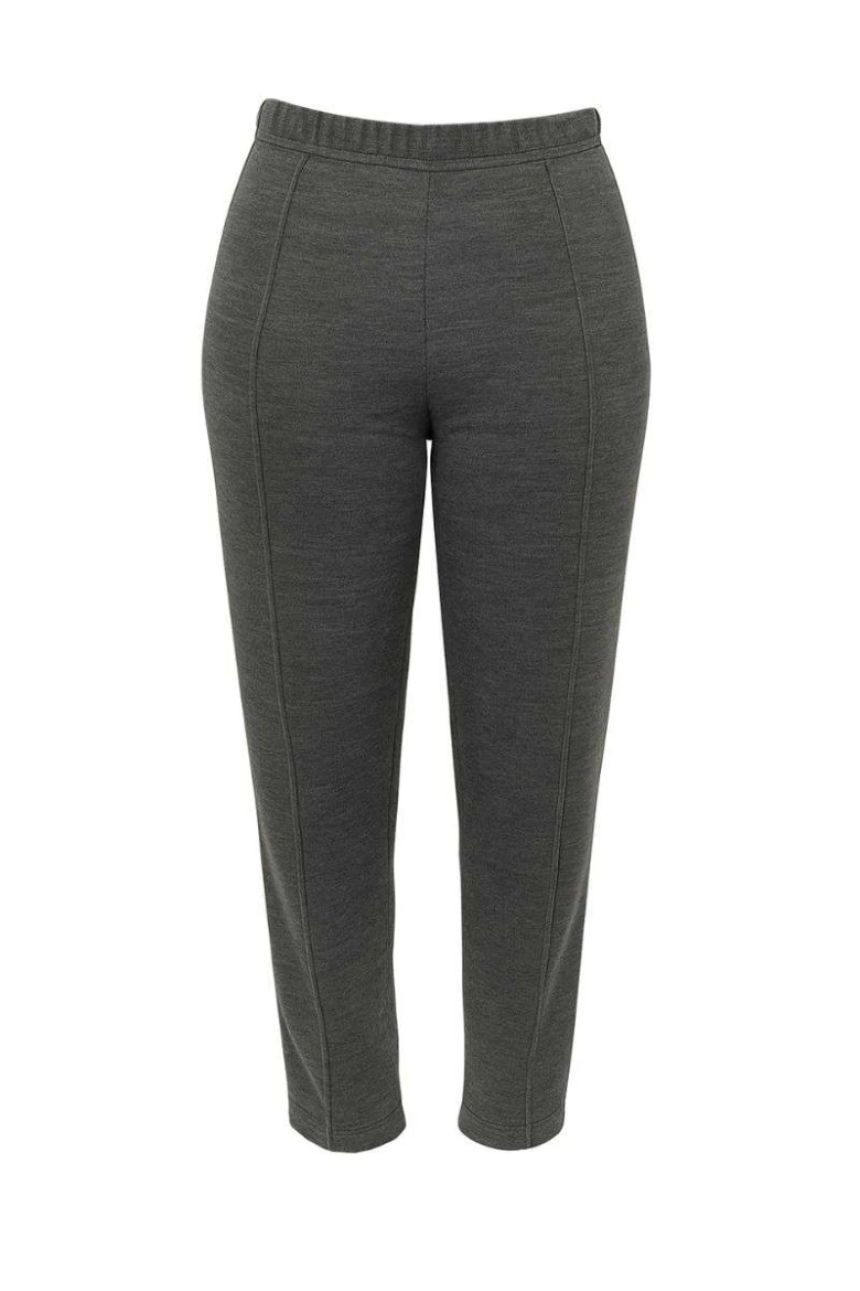 Calça Feminina Plus Size Tricot com Recorte - Cinza mescla