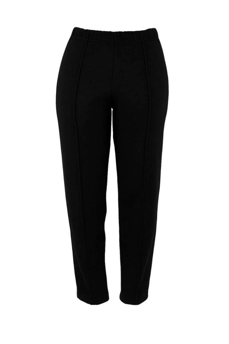Calça Feminina Plus Size Tricot com Recorte - Preto Calça Feminina Plus Size Tricot com Recorte - Preto