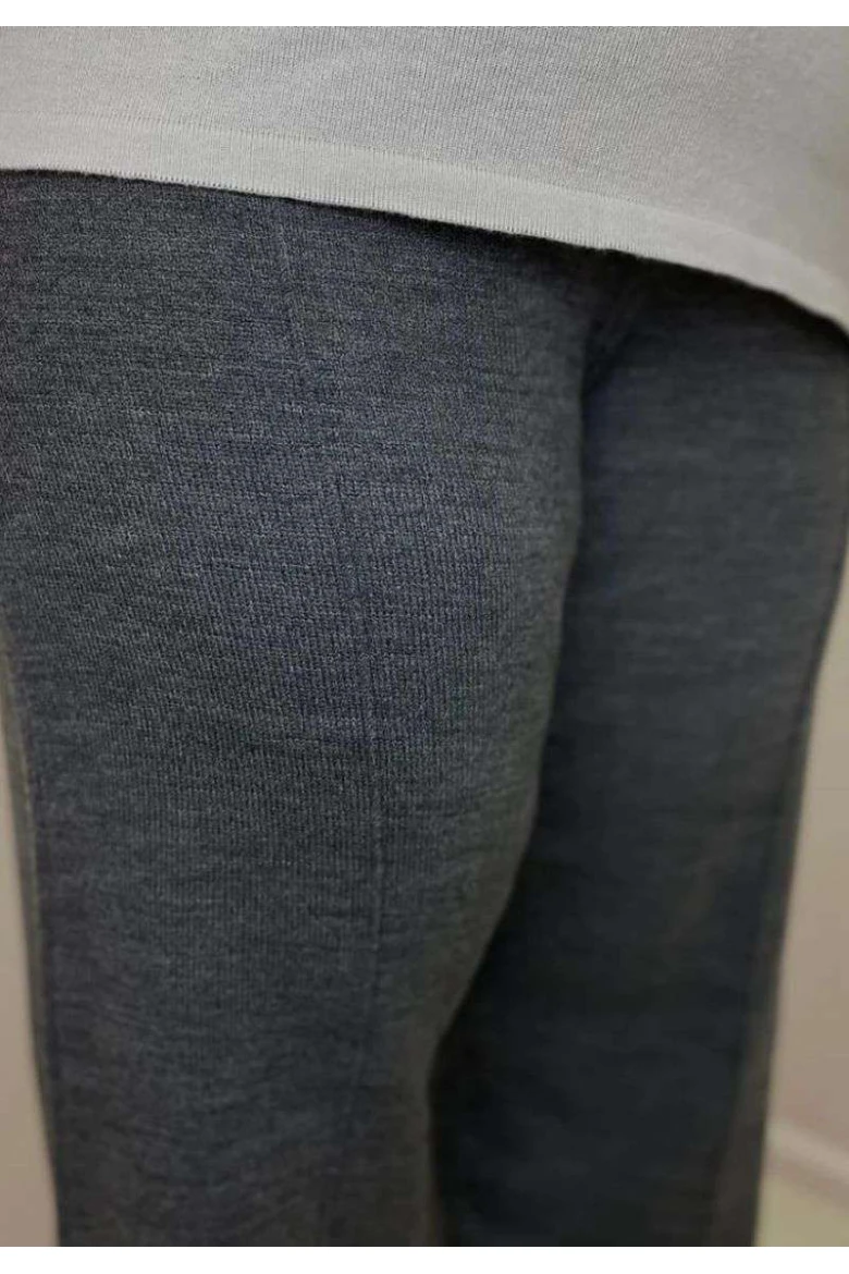 Calça Feminina Tricot com Recorte - Cinza mescla