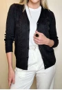 Cardigã Feminino em Tricot com Textura - Preto