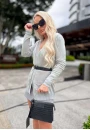 Cardigan Alongado em Tricot Feminino com Bolsos Frontais - Cinza