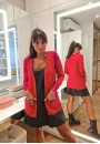 Cardigan Alongado em Tricot Feminino com Bolsos Frontais - Vermelho