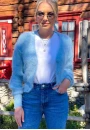 Cardigan Feminino Peluciado com Botões - Azul claro Cardigan Feminino Peluciado com Botões - Azul claro