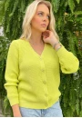 Cardigan Feminino Tricô Botões Frontais Gola V e Manga Longa - Verde lima Cardigan Feminino Tricô Botões Frontais Gola V e Manga Longa - Verde lima