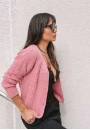 Cardigan Feminino de Tricot com Botões e Tranças Delicadas - Rosa claro