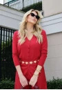 Cardigan Feminino em Tricot com Botões no Fio Tipo Modal - Cereja