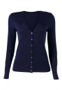 Cardigan Feminino em Tricot com Botões no Fio Tipo Modal - Noite