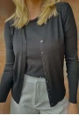 Cardigan Feminino em Tricot com Botões no Fio Tipo Modal - Preto