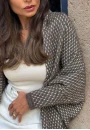Cardigan Oversized em Tricô Texturizado - Marrom