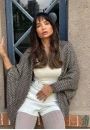 Cardigan Oversized em Tricô Texturizado - Marrom