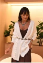 Cardigan Feminino de Tricot Aberto com Tranças Laterais - Off white Cardigan Feminino de Tricot Aberto com Tranças Laterais - Off white