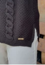 Cardigan Feminino de Tricot Aberto com Tranças Laterais - Preto