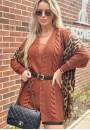 Cardigan Feminino de Tricot Aberto com Tranças Laterais - Marrom Cardigan Feminino de Tricot Aberto com Tranças Laterais - Marrom