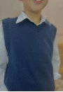 Colete Infantil Unissex em Tricot Liso Gola V Canelada - Azul naval