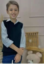 Colete Infantil Unissex em Tricot Liso Gola V Canelada - Preto