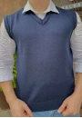 Colete Masculino Tricot Gola V - Azul naval