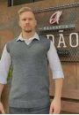 Colete Masculino Tricot Gola V - Cinza mescla
