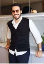 Colete Masculino em Tricot com Botões Modelagem Clássica Gola V - Preto