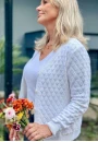 Conjunto Feminino de Tricot com Blusa Lisa e Cardigã com Trama Trabalhada - Branco