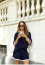 Conjunto em Tricot Feminino com Blusa Gola Polo e Shorts - Marinho
