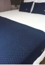 Kit Peseira King e Almofada em Tricot Ponto Aran - Azul escuro