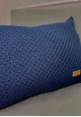Kit Peseira King e Almofada em Tricot Ponto Aran - Azul escuro