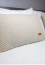 Kit Peseira Solteiro e Almofada em Tricot Ponto Aran - Bege