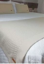 Kit Peseira Solteiro e Almofada em Tricot Ponto Aran - Bege