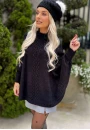 Poncho Feminino de Tricot com Gola Alta e Manga Ampla - Preto